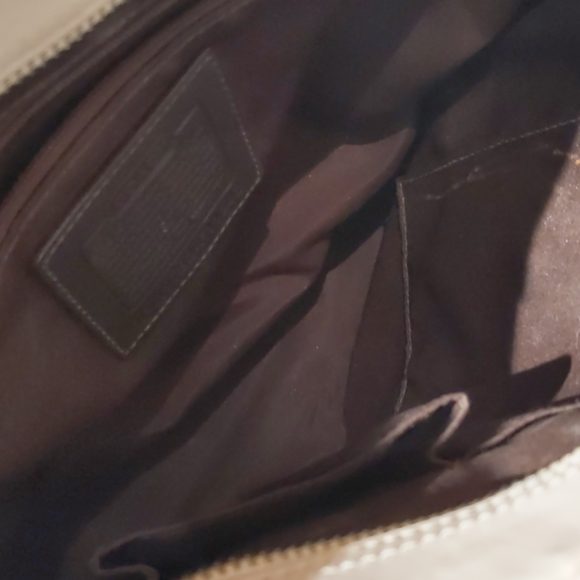 Coach Hampton White and Brown Satchel Leather